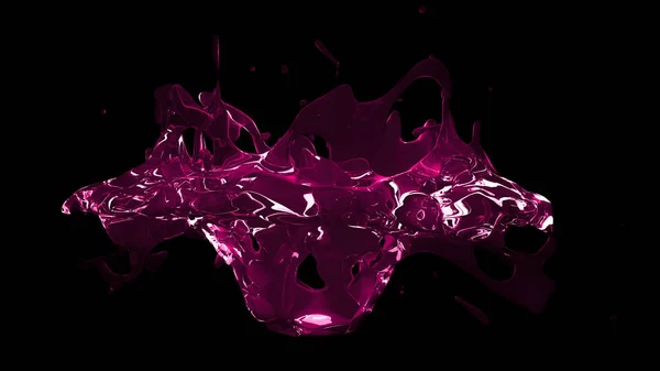 黒の背景上に水の絶縁の半透明ピンク スプラッシュ — ストック写真