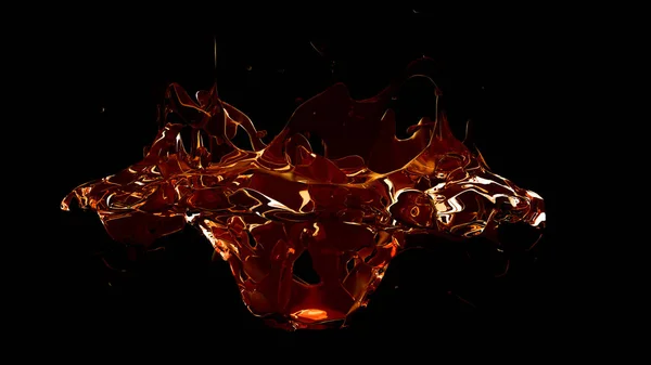 Acqua spruzzata trasparente isolata giallo-arancio su un dorso nero — Foto Stock