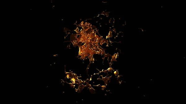 Isolated transparent yellow-orange splash water on a black backg