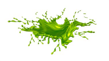 İzole yeşil boya splash beyaz bir arka planda, 3d illustrati