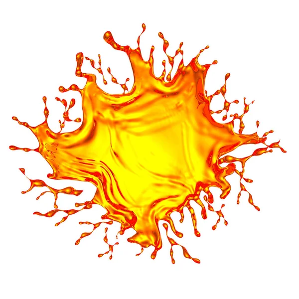 Transparant oranje splash geïsoleerd op een witte achtergrond. 3D illus — Stockfoto