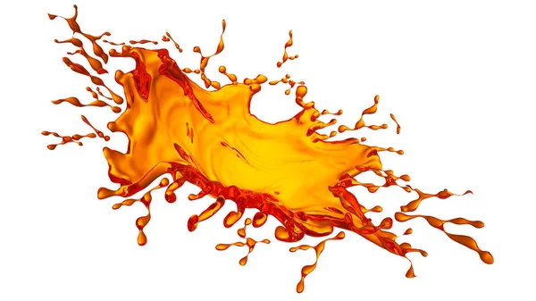 Transparent orange splash isolerad på vit bakgrund. 3D Ilus — Stockfoto