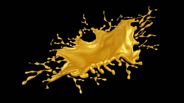 Geïsoleerde splash van karamel op een zwarte achtergrond, 3D-illustratio — Stockfoto
