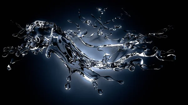 Isolated splash of water with splashes and drops on a black back — Stock Photo, Image