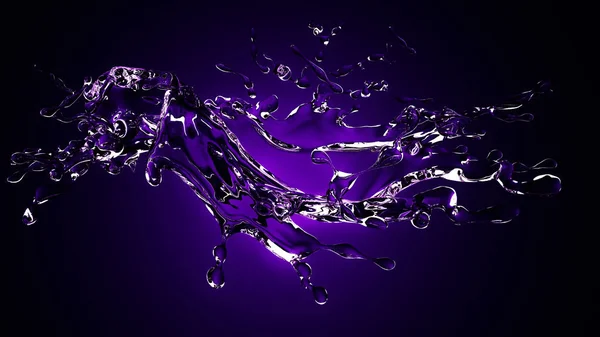 Isolated splash of water with splashes and drops on a black back