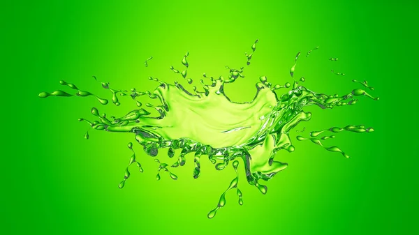 Green splash on a green background. 3d illustration, 3d renderin