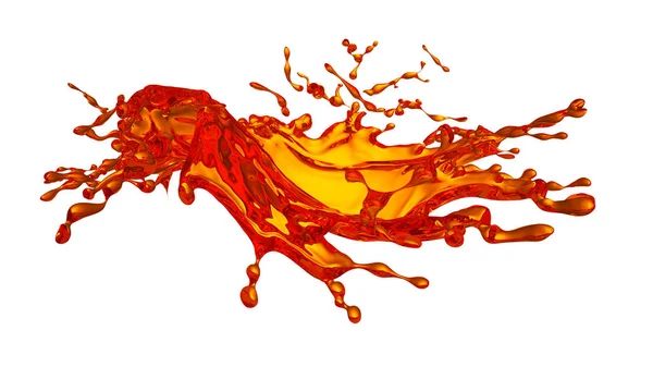 Transparent orange splash isolated on white background. 3d illus — Stock Photo, Image