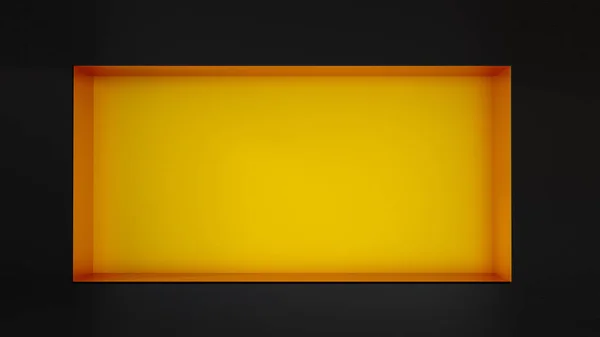 간단한 검정, 노란색 배경 배너 쇼케이스. 3d illus — 스톡 사진
