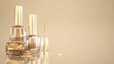 Güzel moda arka plan ile kozmetik: tırnak cilası. 3D hasta