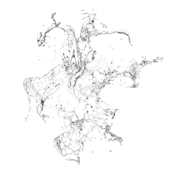 Izolované transparentní šplouchání vody stříkající na bílém pozadí — Stock fotografie