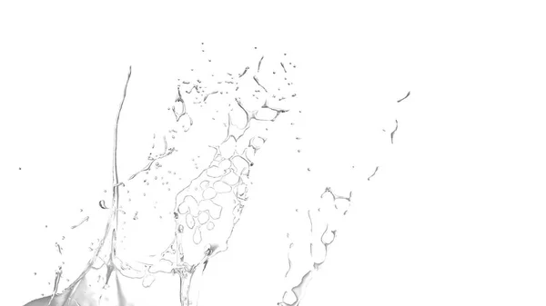 Na białym tle przezroczyste plusk wody rozpryskiwania na białym tle — Zdjęcie stockowe