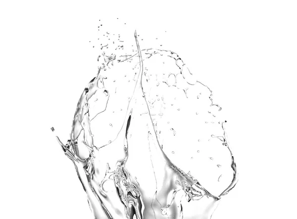 Elszigetelt átláthatónak splash vizet fröcskölő egy fehér háttérben — Stock Fotó