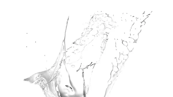 Salpicadura de agua transparente aislada salpicando sobre un fondo blanco — Foto de Stock