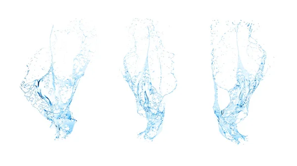 Vereinzelte blaue Wasserspritzer auf weißem Hintergrund. 3 — Stockfoto