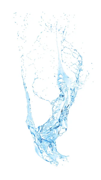 Na białym tle niebieski plusk wody rozpryskiwania na białym tle. 3 — Zdjęcie stockowe