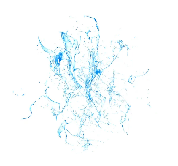 Isolé éclaboussures bleues d'eau éclaboussures sur un fond blanc. 3. — Photo