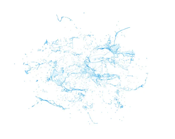 Izolované modré šplouchání vody stříkající na bílém pozadí. 3 — Stock fotografie