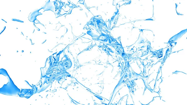 Vereinzelte blaue Wasserspritzer auf weißem Hintergrund. 3 — Stockfoto