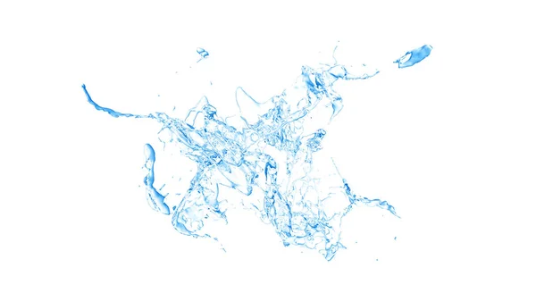 Vereinzelte blaue Wasserspritzer auf weißem Hintergrund. 3 — Stockfoto