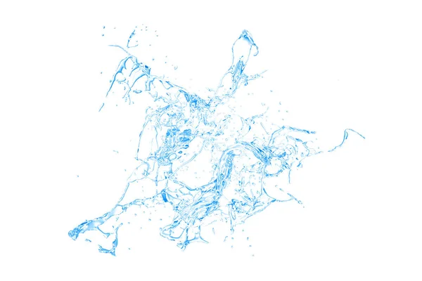 Na białym tle niebieski plusk wody rozpryskiwania na białym tle. 3 — Zdjęcie stockowe