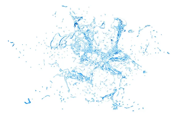 Elszigetelt kék csobbanás a vizet fröcskölő egy fehér háttér. 3 — Stock Fotó