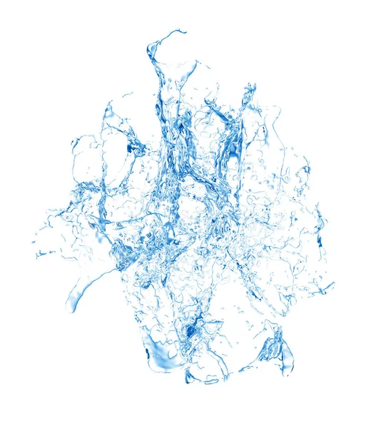 白い背景にはねかける水の分離ブルー スプラッシュ。3 — ストック写真