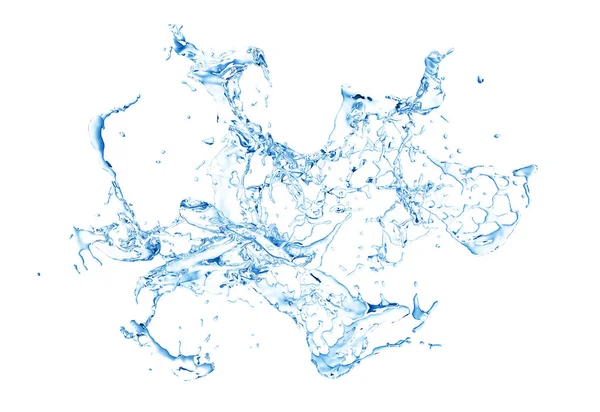 Vereinzelte blaue Wasserspritzer auf weißem Hintergrund. 3 — Stockfoto