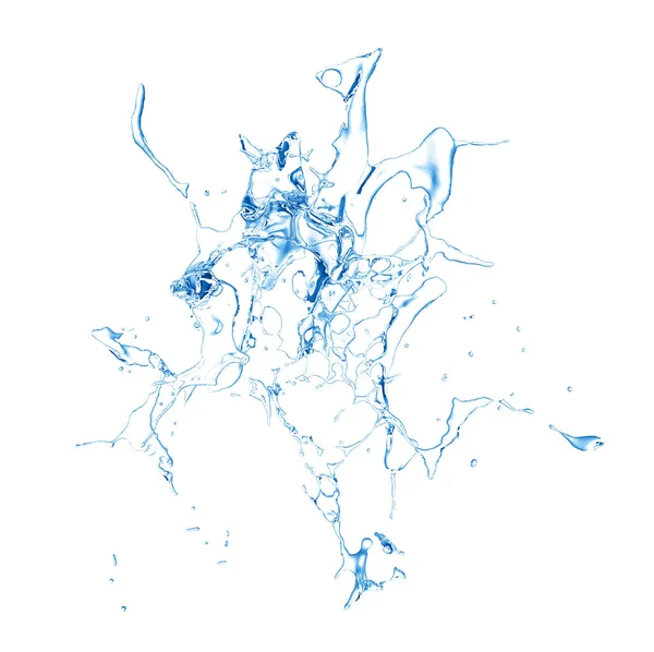 Geïsoleerde blauw splash water spatten op een witte achtergrond. 3 — Stockfoto