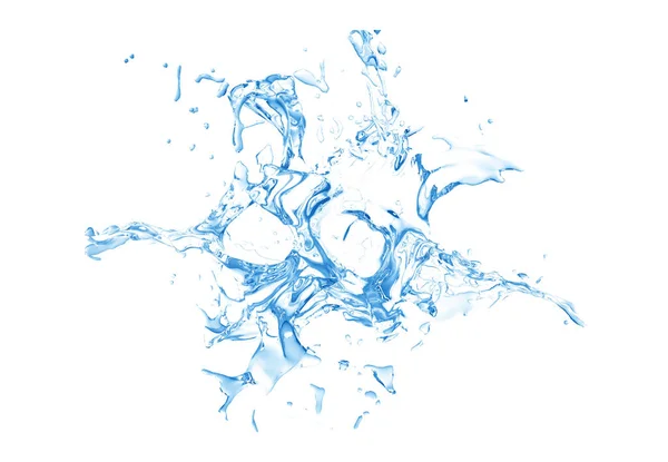 Salpicadura azul aislada de agua salpicando sobre un fondo blanco. 3. —  Fotos de Stock