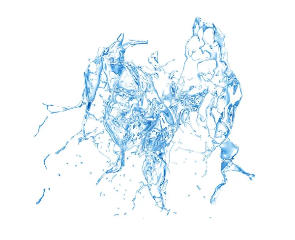Elszigetelt kék csobbanás a vizet fröcskölő egy fehér háttér. 3 — Stock Fotó
