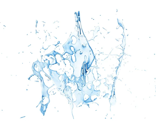 Vereinzelte blaue Wasserspritzer auf weißem Hintergrund. 3 — Stockfoto