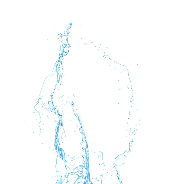 Isolated blue splash of water splashing on a white background. 3 — Stock Photo, Image