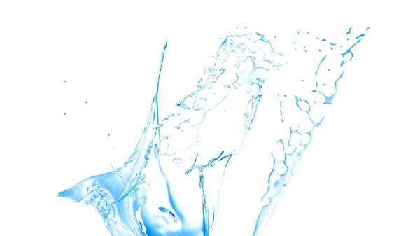 Isolated blue splash of water splashing on a white background. 3 — Stock Photo, Image