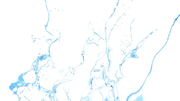 Spruzzi d'acqua isolati blu su uno sfondo bianco. 3. — Foto Stock