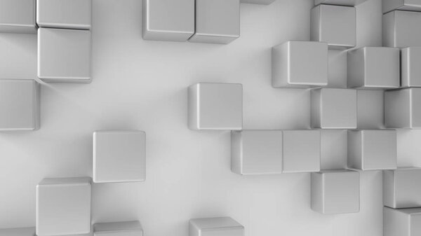 White background metal cubes. 3d illustration, 3d rendering.