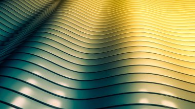 Sarı-yeşil güzel renkli 3d arka plan ile düzgünleştirilmiş çizgileri 