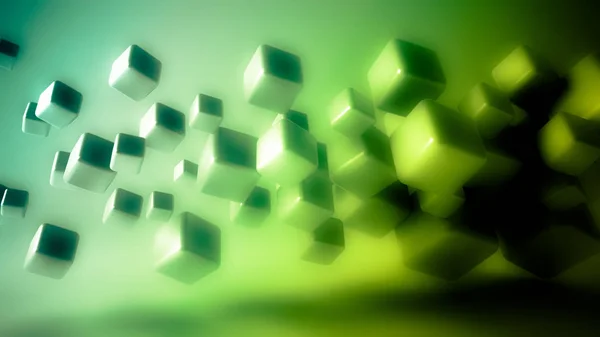 Fundo abstrato verde com cubos, ilustração 3d, renderização 3d — Fotografia de Stock