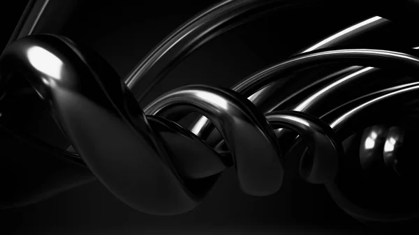 Nero, elegante, moderno sfondo metallico con linee morbide. 3d — Foto Stock