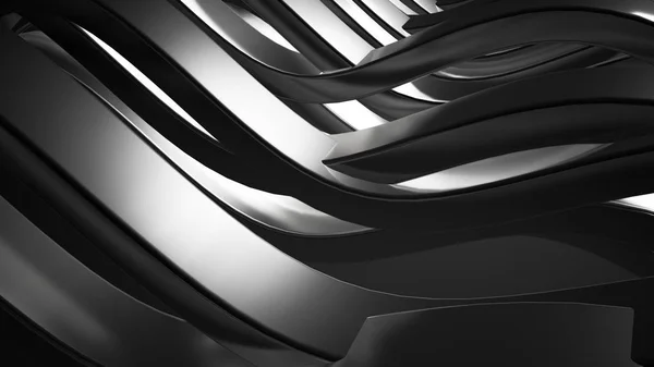 Black, stylish, modern metallic background with smooth lines. 3d — Stock Photo, Image