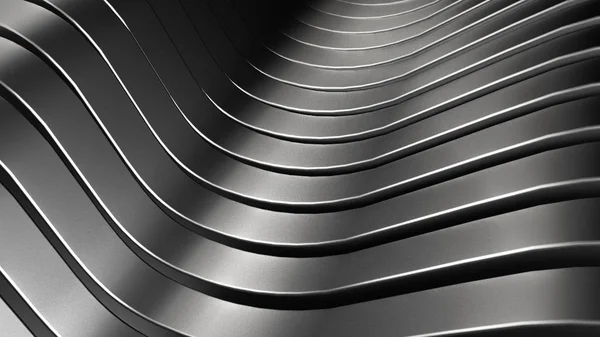 Zwart, stijlvol, modern metalen achtergrond met vloeiende lijnen. 3D — Stockfoto