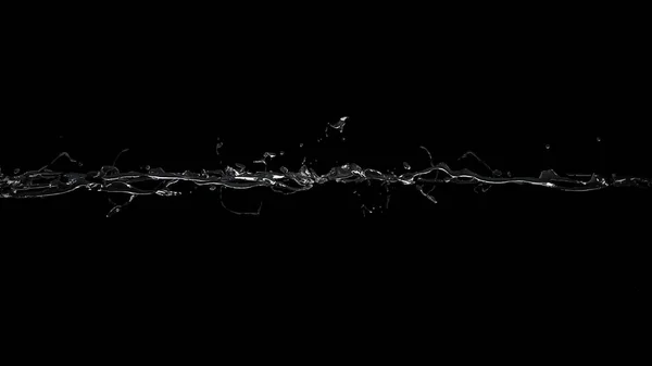 Salpicos isolados num fundo preto. Água, gota, fluxo de água , — Fotografia de Stock