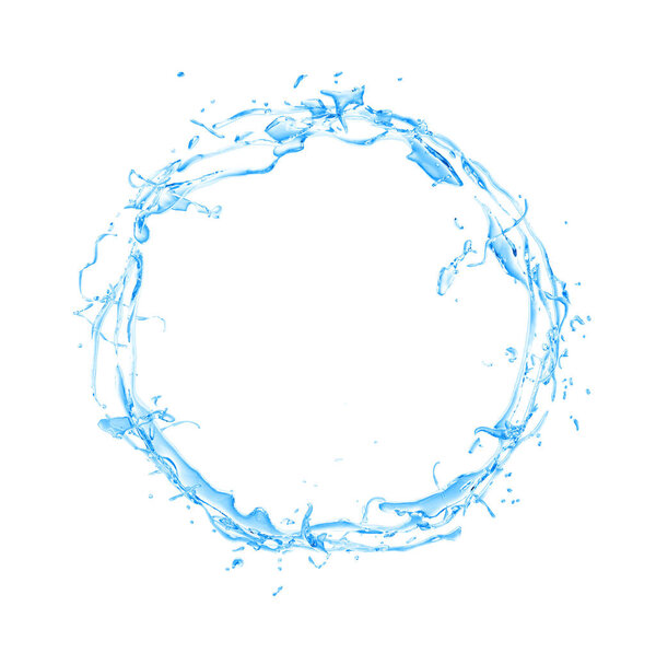 Isolated ring of water on a white background. Splash, the flow o