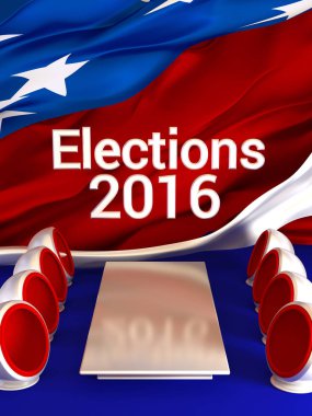 Bizim seçimler. 3D Illustrator, 3d render. Parti oy, bann