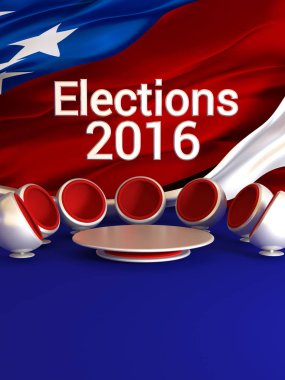 Bizim seçimler. 3D Illustrator, 3d render. Parti oy, bann