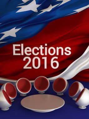 Bizim seçimler. 3D Illustrator, 3d render. Parti oy, bann