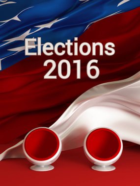 Bizim seçimler. 3D Illustrator, 3d render. Parti oy, bann