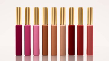 Beyaz arka plan ile dudak parlatıcısı. Kozmetik, güzellik, moda, mak