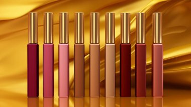 Glitter şişe dudak adam karşı ile altın arka plan