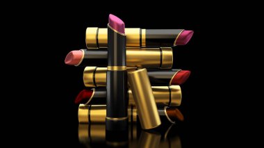 Siyah bir zemin üzerine ruj. Tüp, şişe, Stil, makyaj,