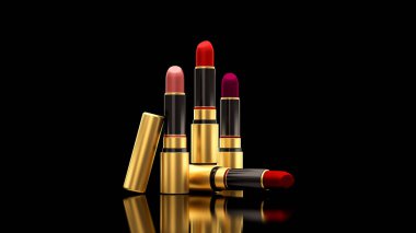 Siyah bir zemin üzerine ruj. Tüp, şişe, Stil, makyaj,